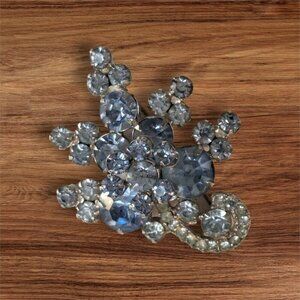 Juliana  blue rhinestone brooch pin 2.5" Mothers day, granny, grandma